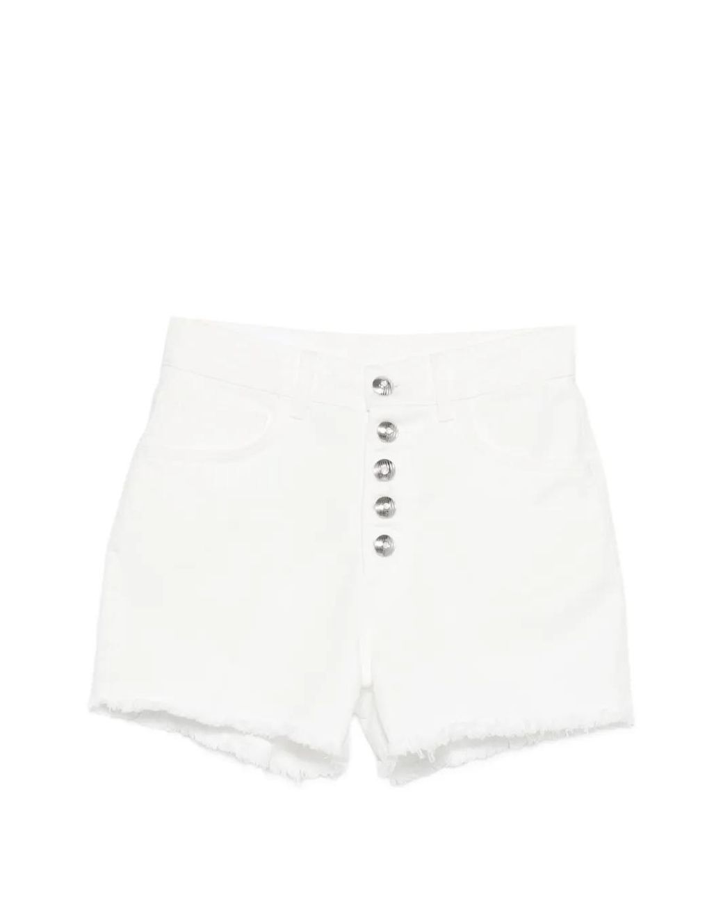 Dondup White Button-Fastening Frayed Shorts