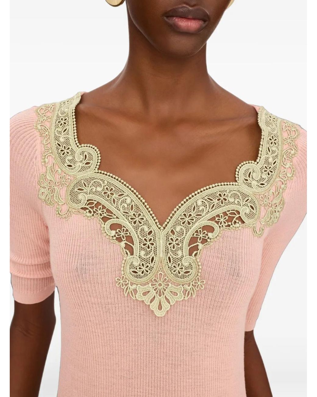 Chloé Pink Fitted Pullover With Elbow-Length Sleeves