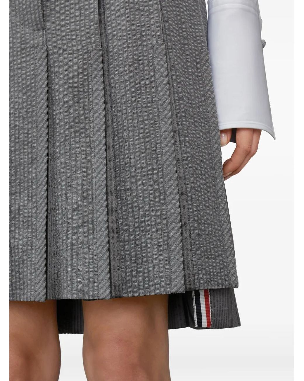 Thom Browne Seersucker Mini-Plooirok in het Gray