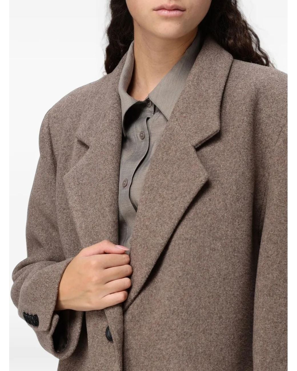 ELEH Natural Single-Breasted Notch-Lapel Oversized Coat