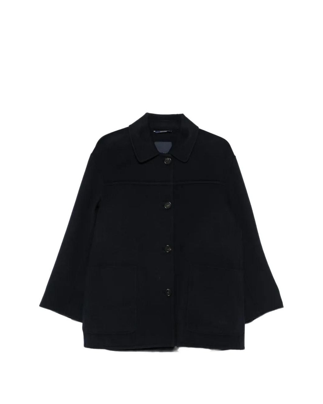 Max Mara Wollen Mantel Met Enkele Rij Knopen in het Black