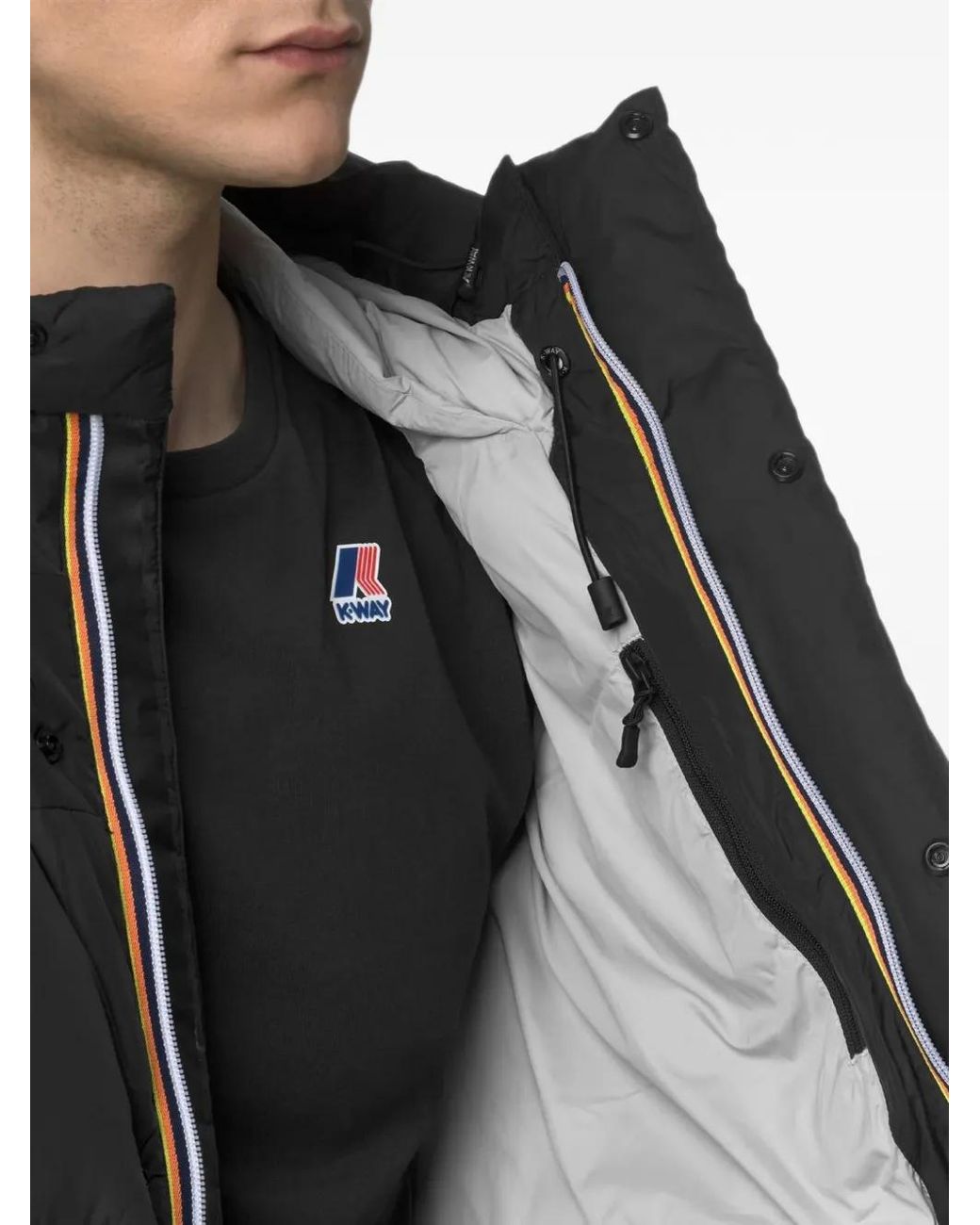 K-Way Black Hooded Padded Jacket