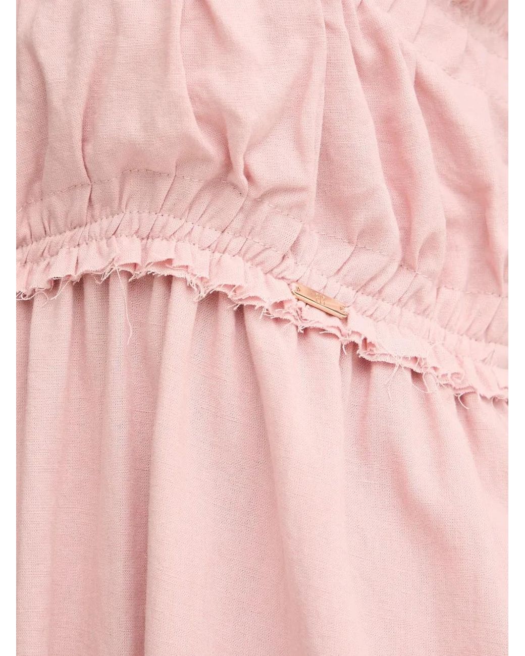 Fracomina Pink Ruffled Tiered Midi Dress