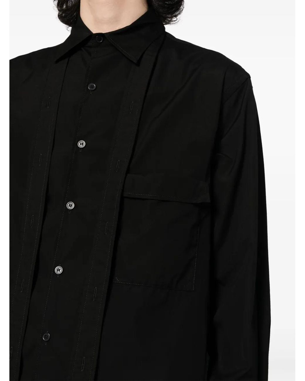 Yohji Yamamoto Black Classic-Collar Cotton Shirt for men