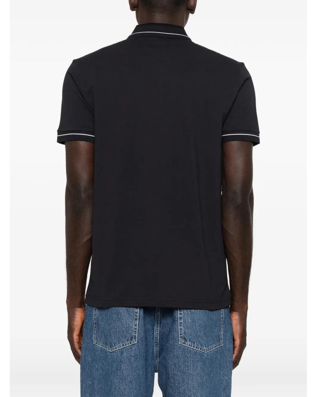 Boss Black Stripe-Trim Polo Shirt for men