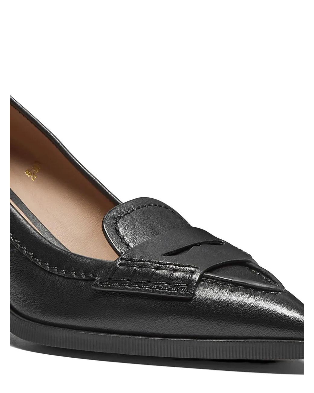 Santoni Black Pointed-Toe Penny-Strap Pumps