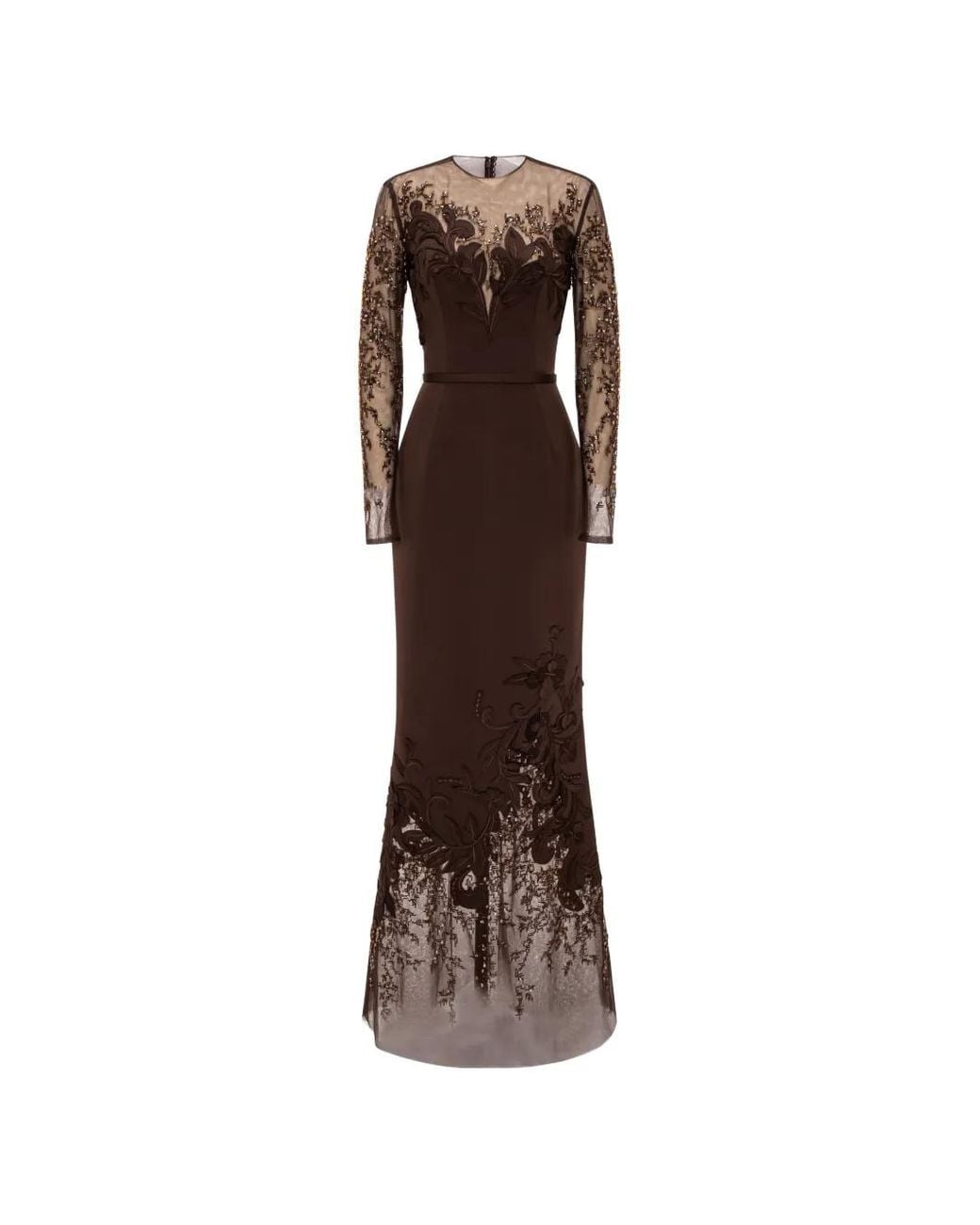 Rami Al Ali Brown Floral-Appliqué Maxi Dress