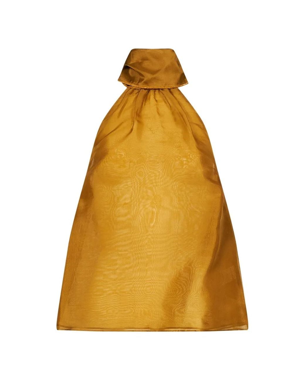 retroféte Yellow Halterneck Sheer-Finish Top