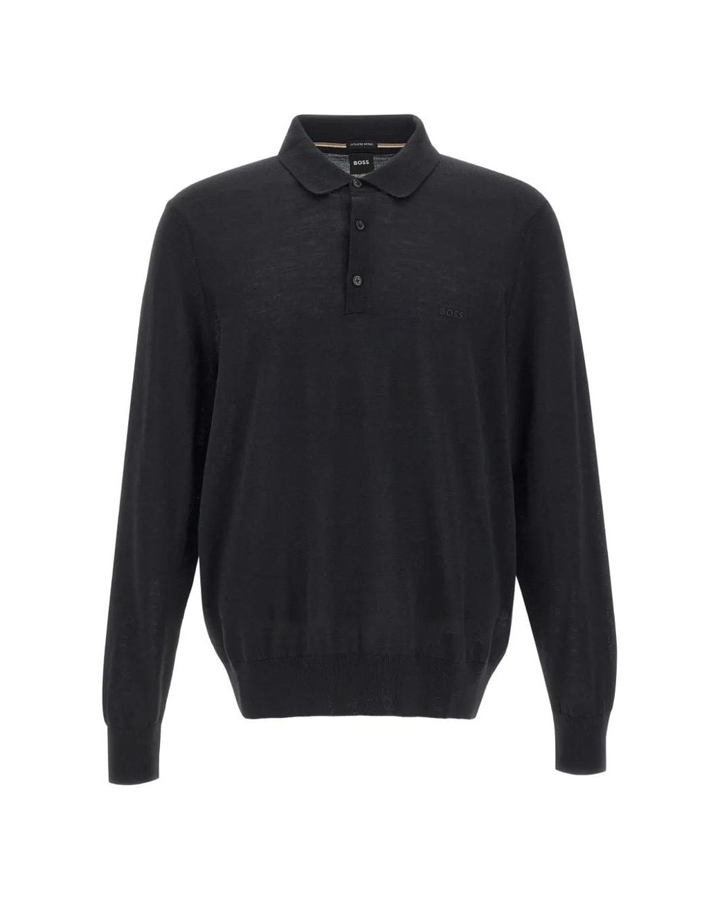 Boss Blue Embroidered-Logo Long-Sleeve Polo Shirt for men