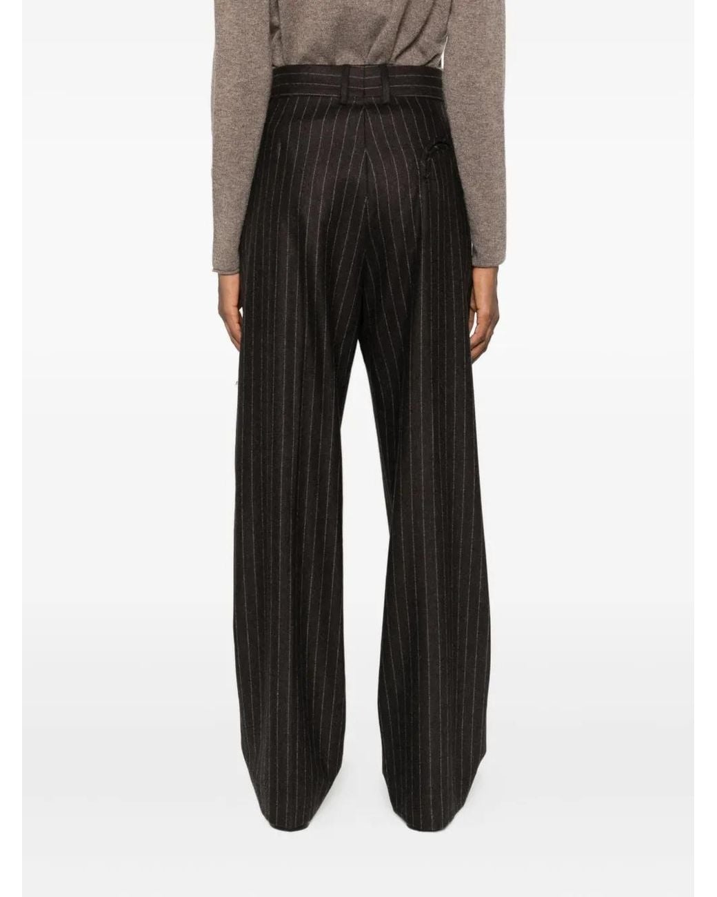 Blazé Milano Black Lady Maud Fox Pinstriped Tailored Trousers