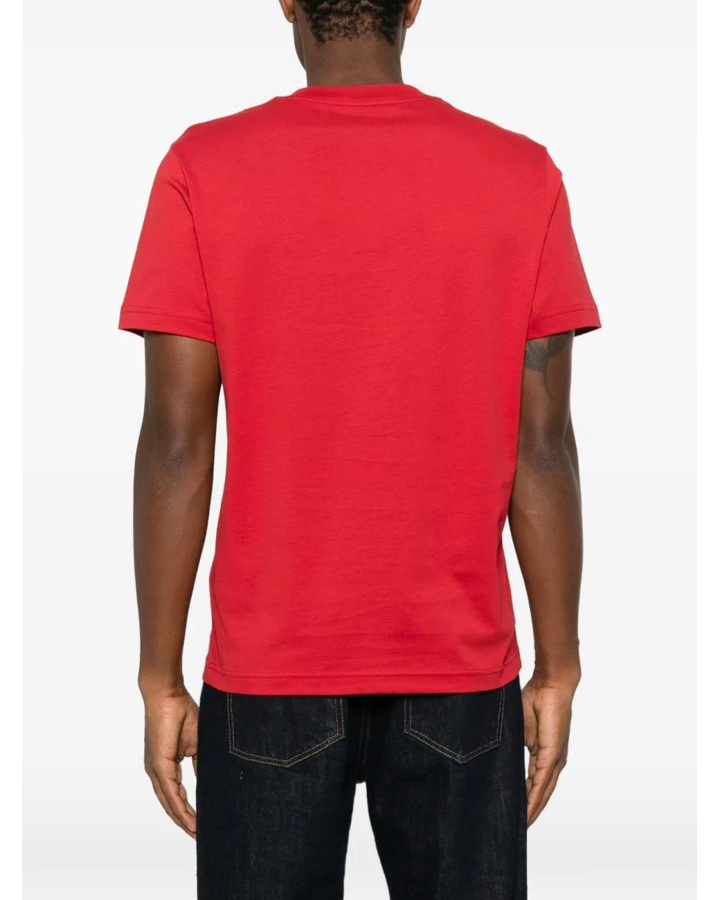 Moncler Red T-Shirt À Logo En Jersey De Coton for men