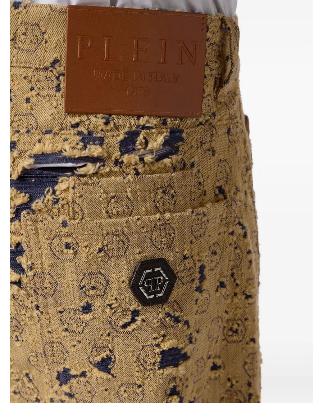 Philipp Plein Natural Distressed Denim Jeans for men