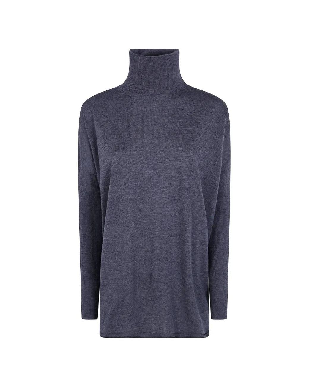 Gentry Portofino Blue Roll-Neck Wool Sweater