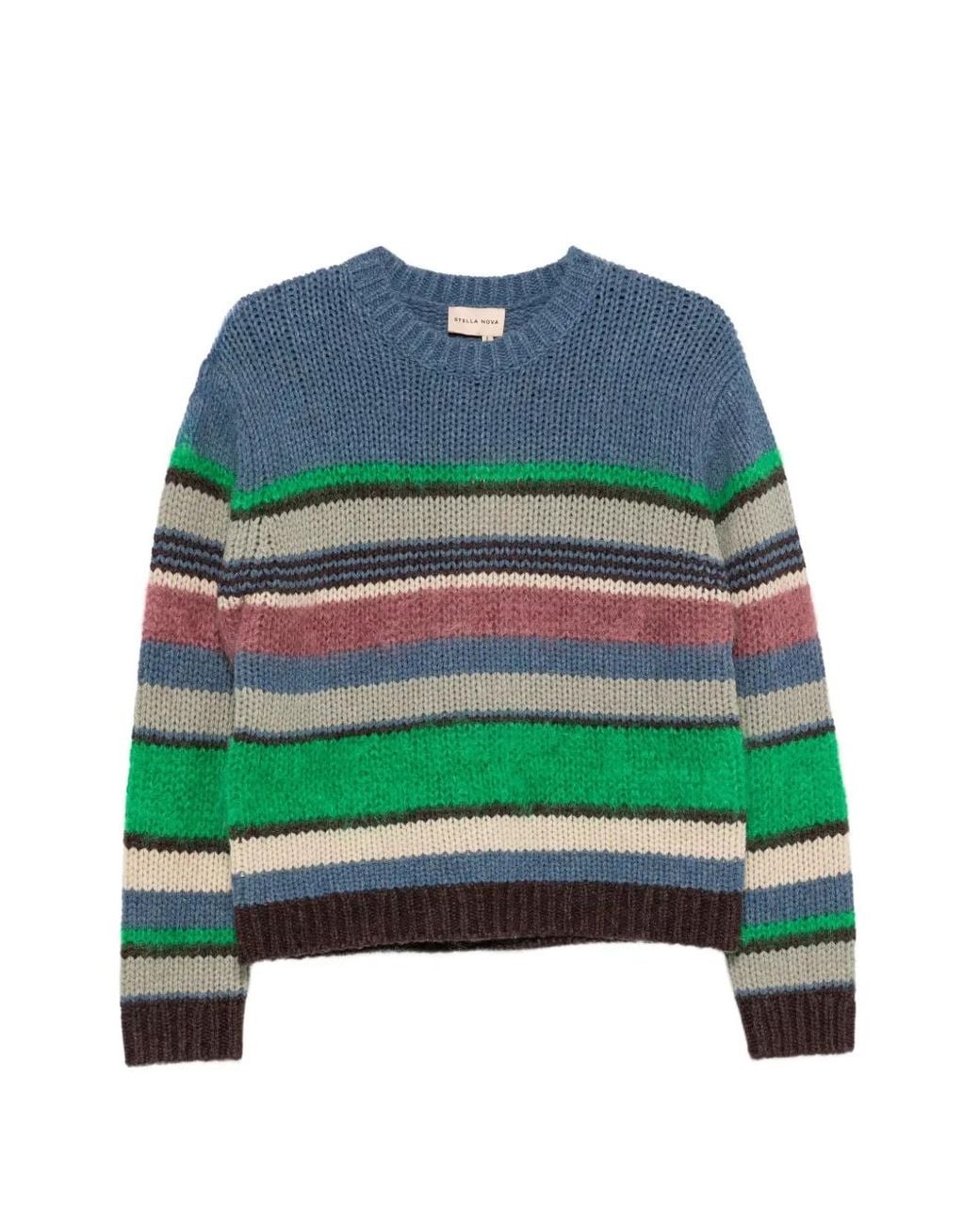 Stella Nova Green Striped Chunky-Knit Sweater