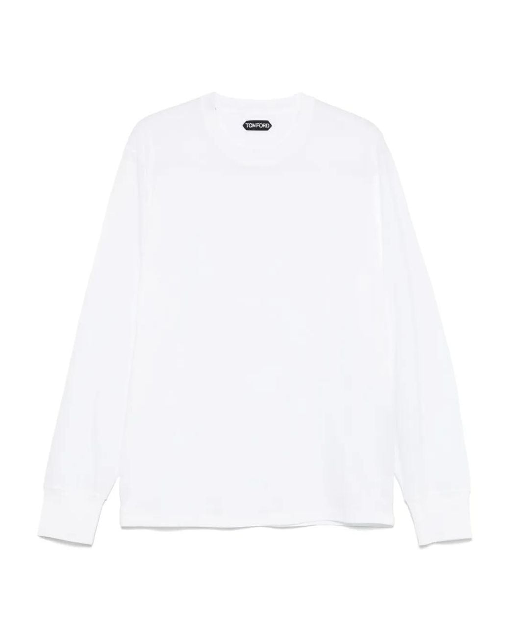 Tom Ford White Long-Sleeve Crew Neck T-Shirt for men