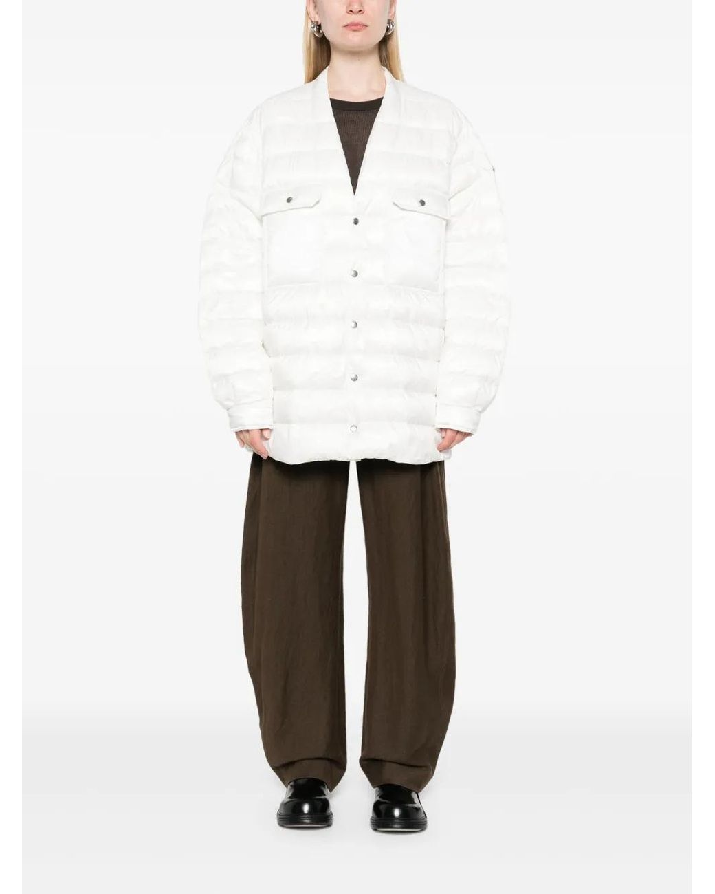 Moncler White Rick Owens 'Outershirt' Down Jacket