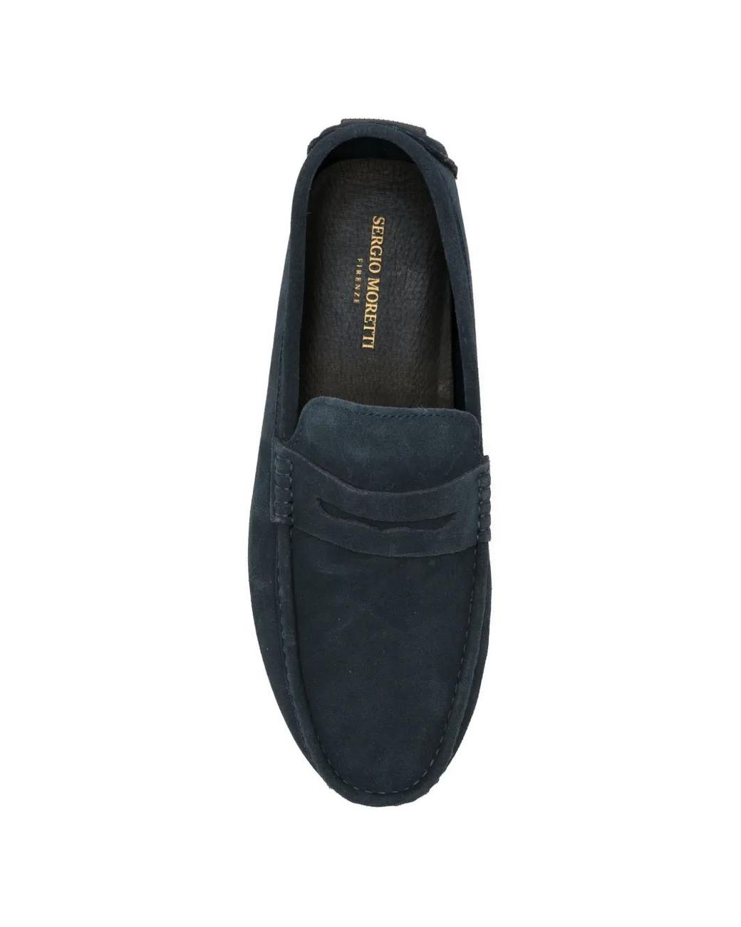 SERGIO MORETTI FIRENZE Blue Suede Penny Loafers for men