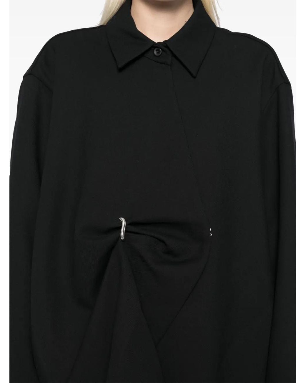 JNBY Black Oversized Wool-Blend Buttoned Shirt Jacket