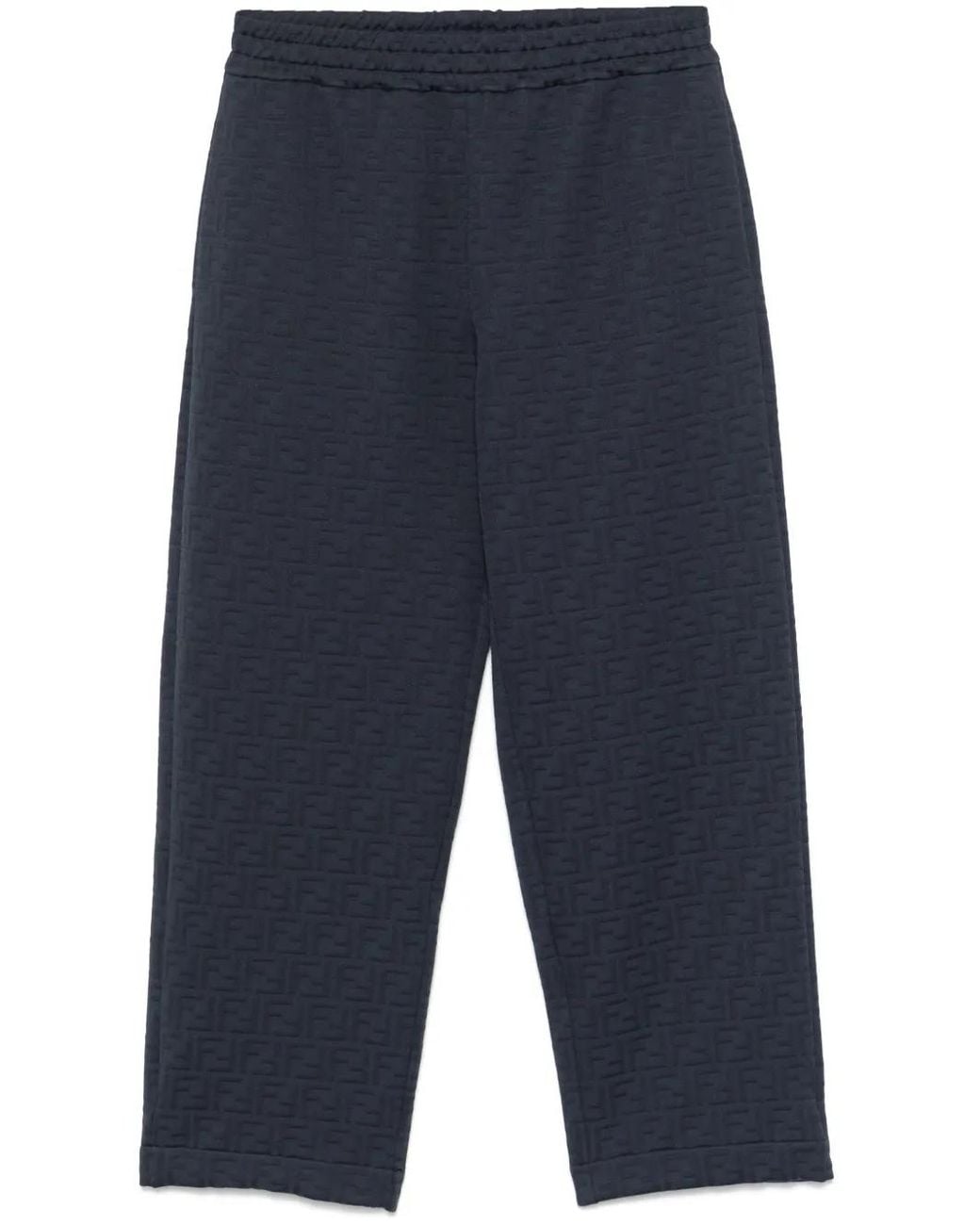 Fendi Blue Ff-Embossed Sweatpants for men