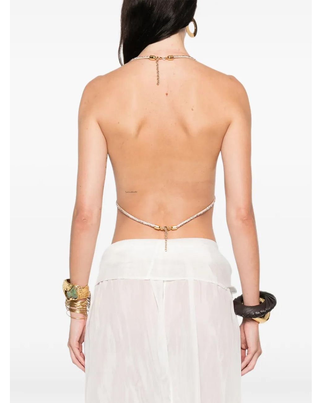 HIBOURAMA White X Mvp Wardrobe Diamond Woven-Design Top