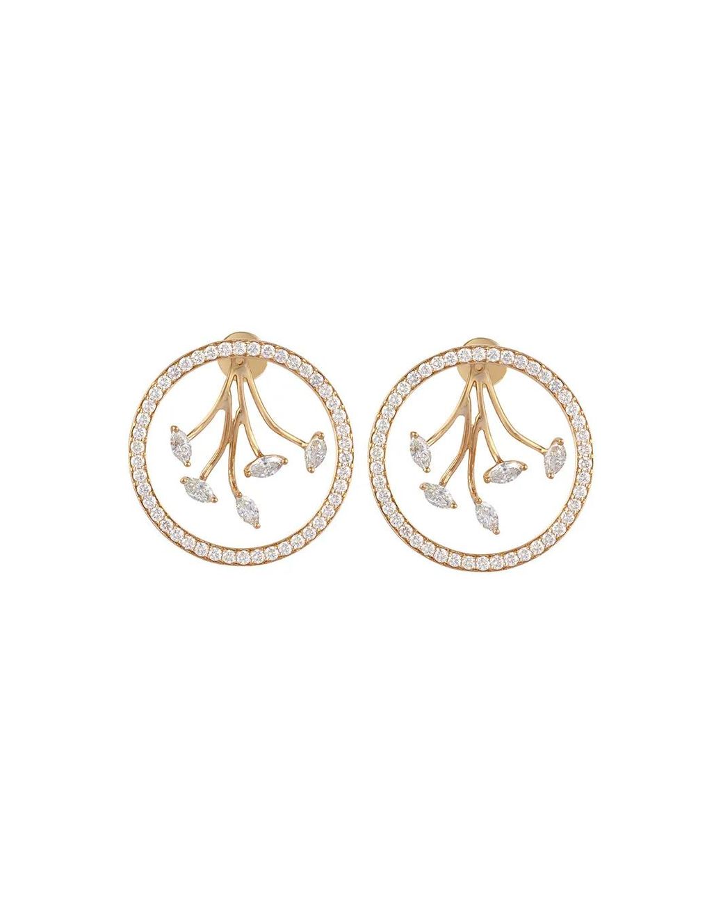 ANANYA White 18Kt Mogra Marquise Diamond Hoops