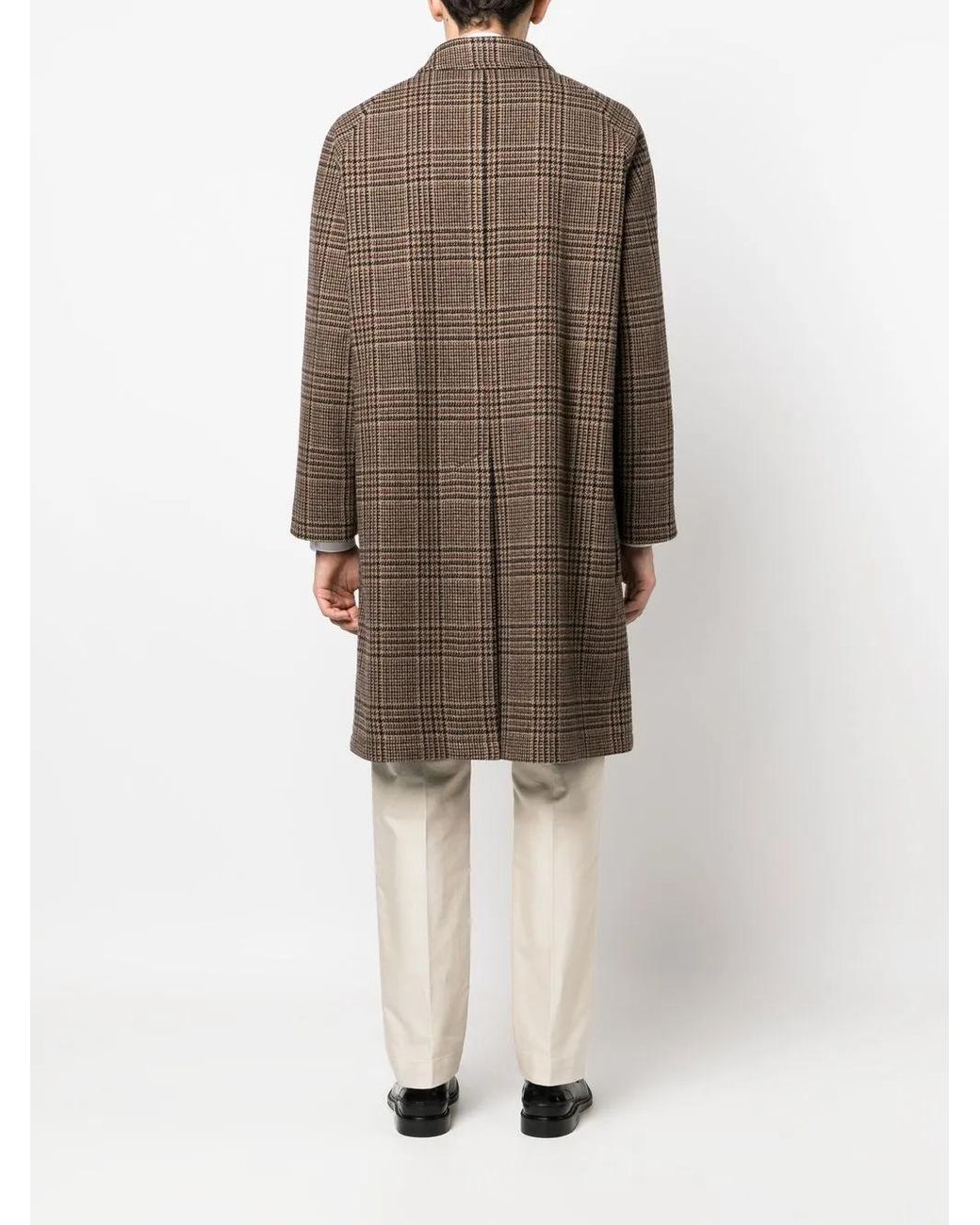 Tagliatore Brown Checked Single-Breasted Coat for men
