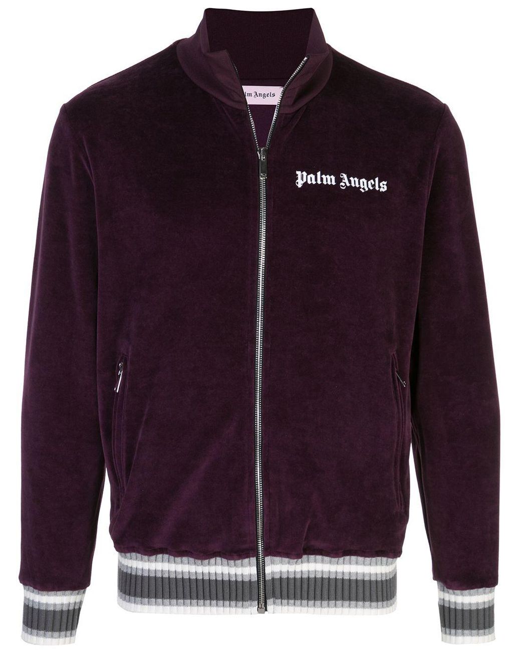 Palm Angels Velvet Track Jacket in Purple for Men | Lyst