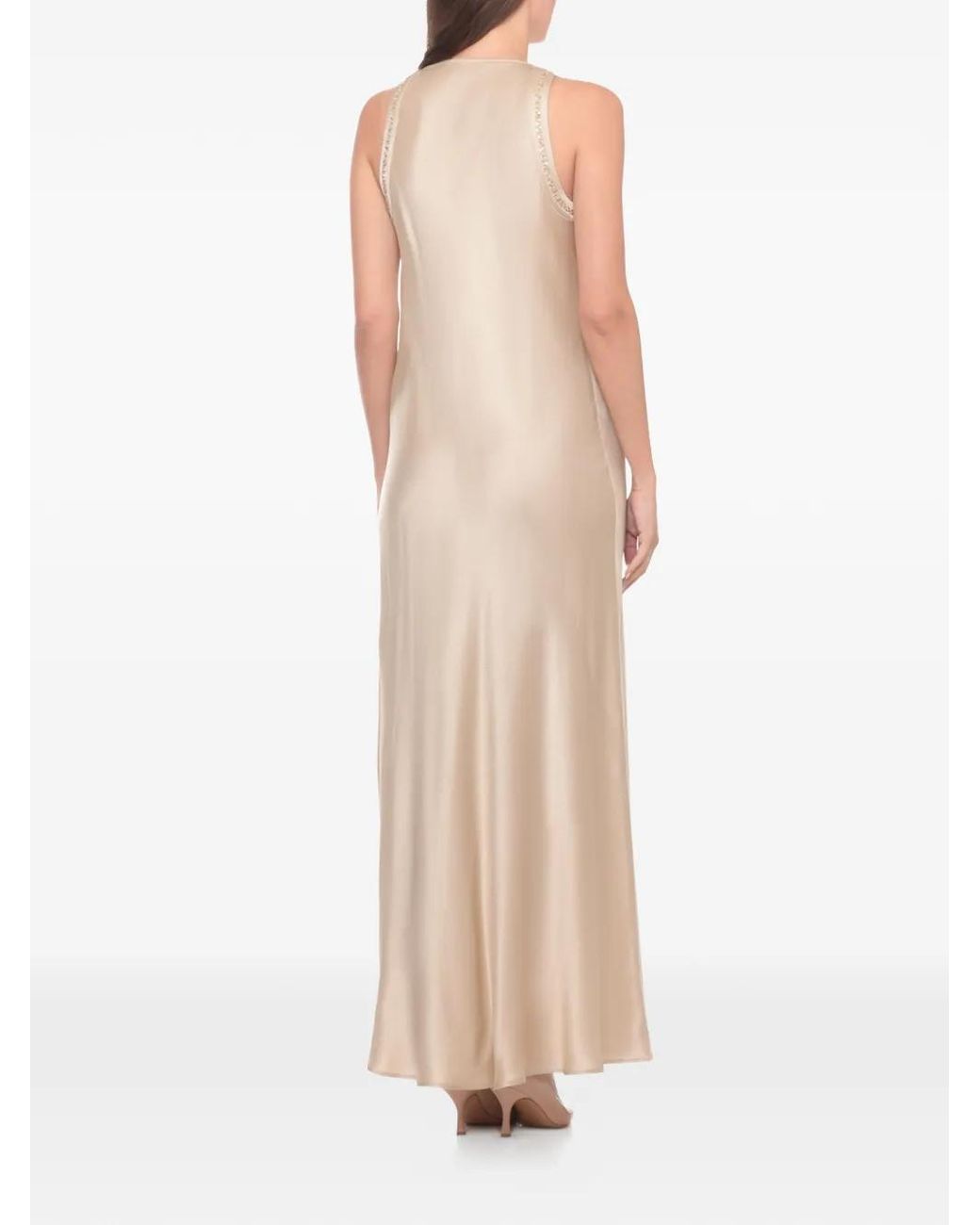 Antonelli White Cowl-Neck Sleeveless Maxi Dress