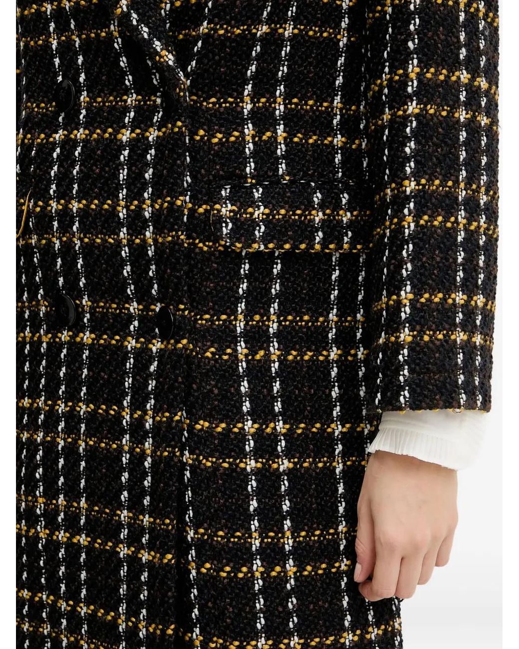 Silvian Heach Black Check Double-Breasted Coat