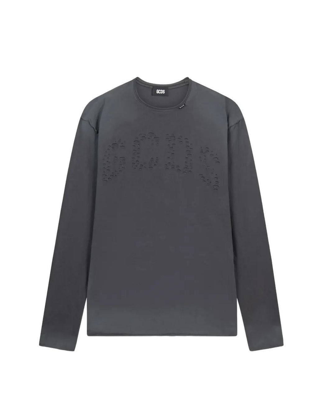 Gcds Gray Laser-Cut Logo T-Shirt for men