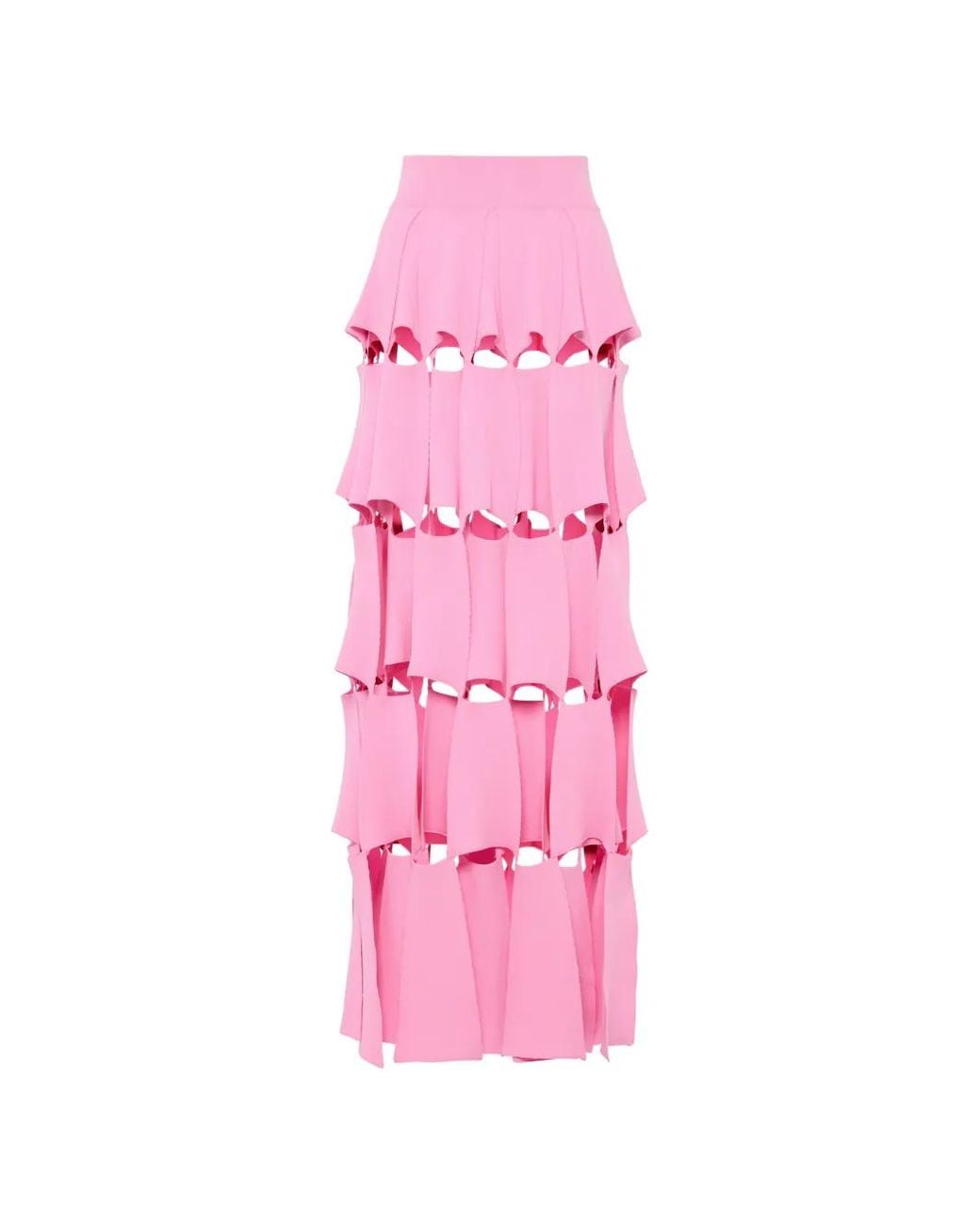 A.W.A.K.E. MODE Pink Knitted Laser-Cut Maxi Skirt