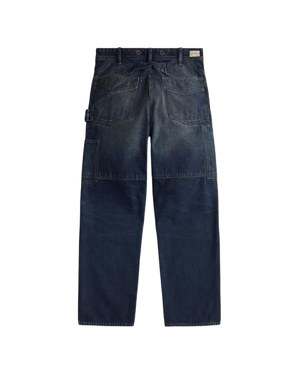 RRL Blue Patchwork Cotton Jeans for men