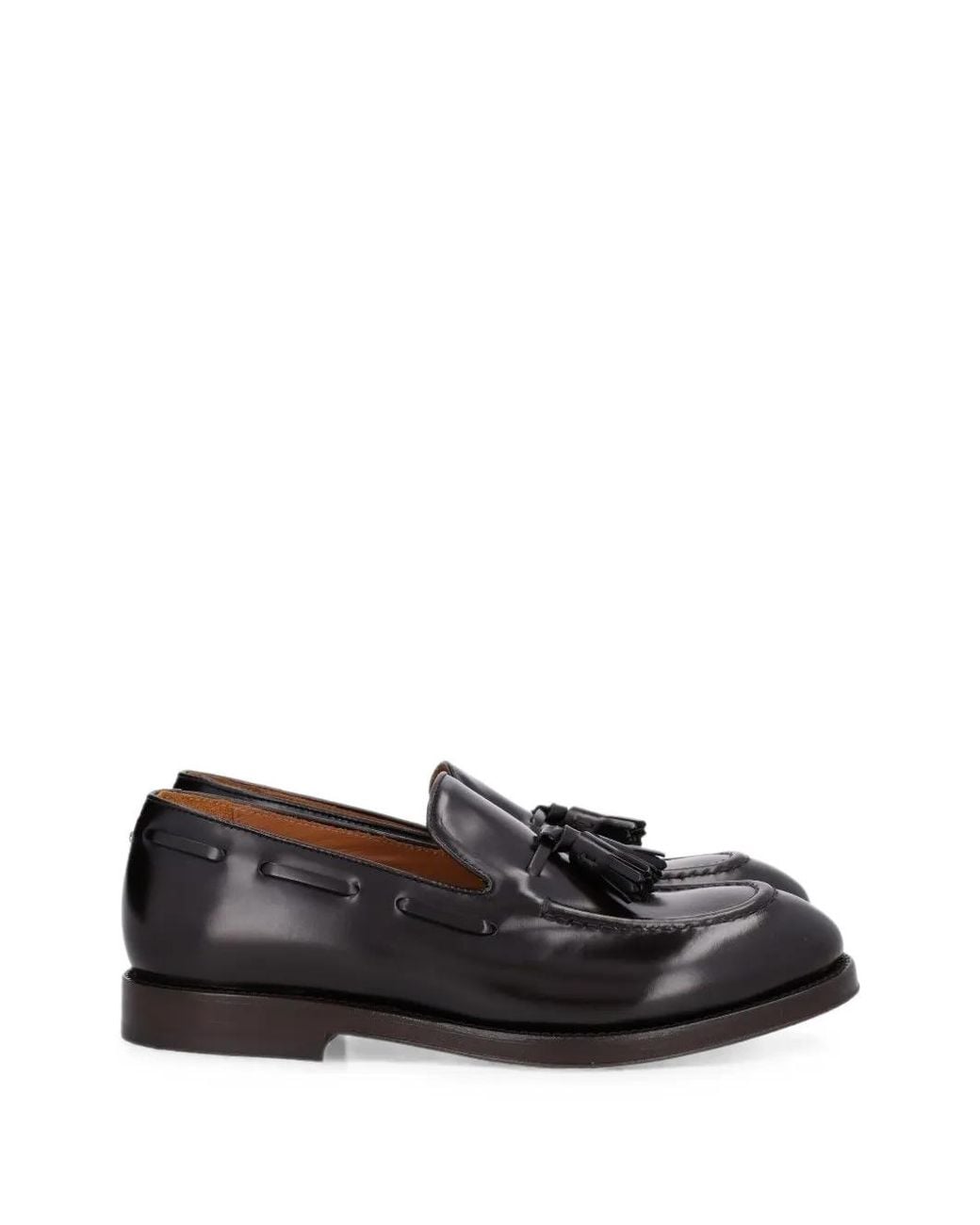 Al Duca D'aosta Black Tassel-Detail Leather Loafers for men
