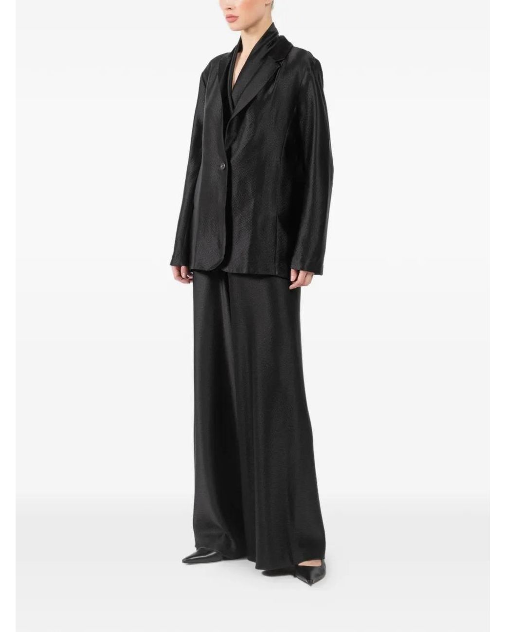 Peter Cohen Black Silk Single-Breasted Blazer