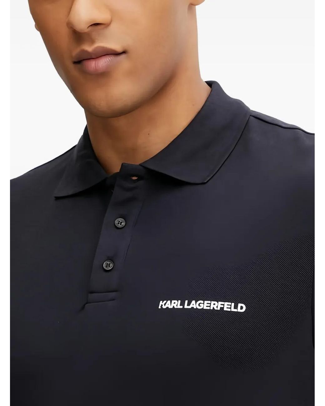 Karl Lagerfeld Blue Logo-Print Polo Shirt for men