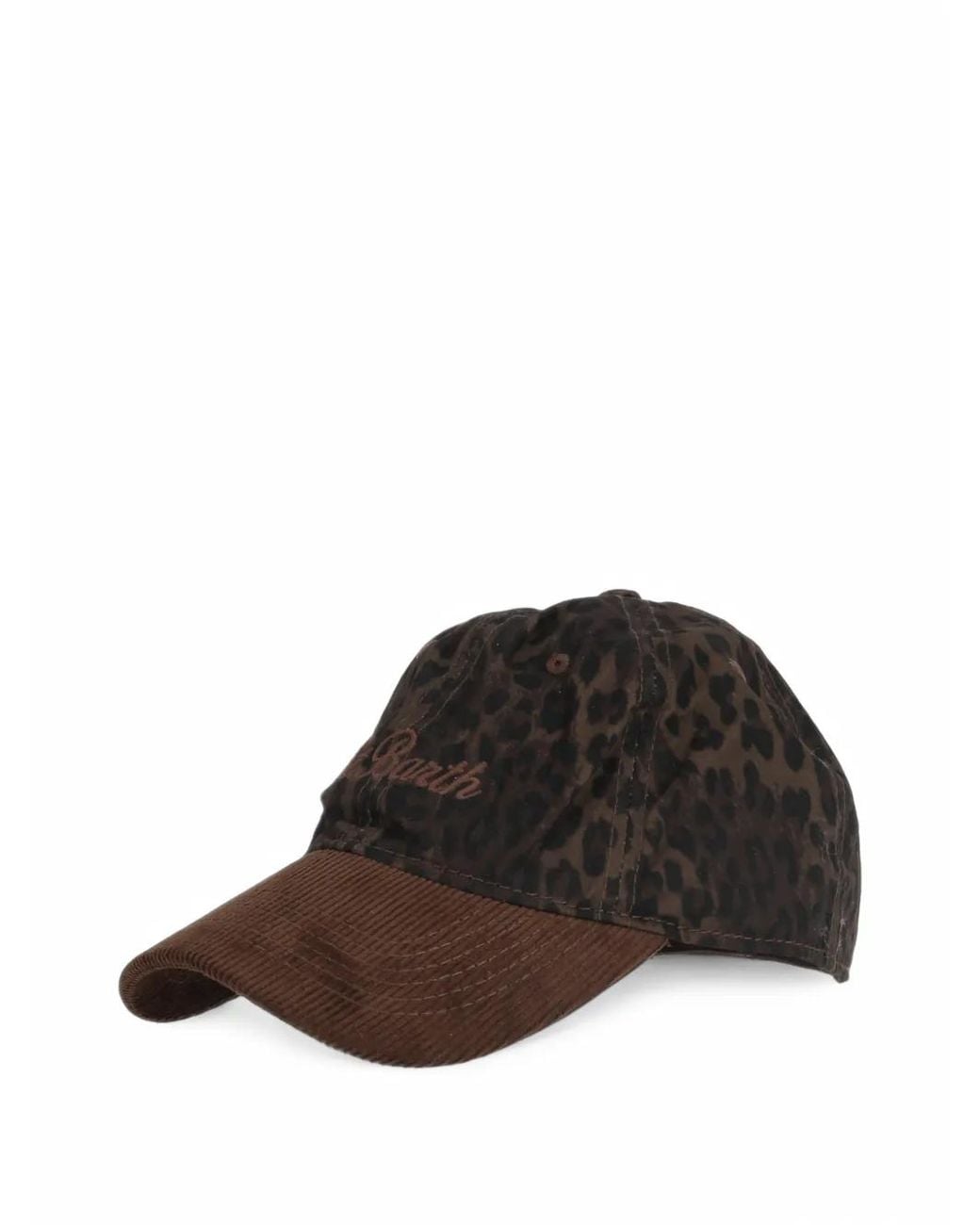 Mc2 Saint Barth Brown Leopard-Print Corduroy Baseball Cap