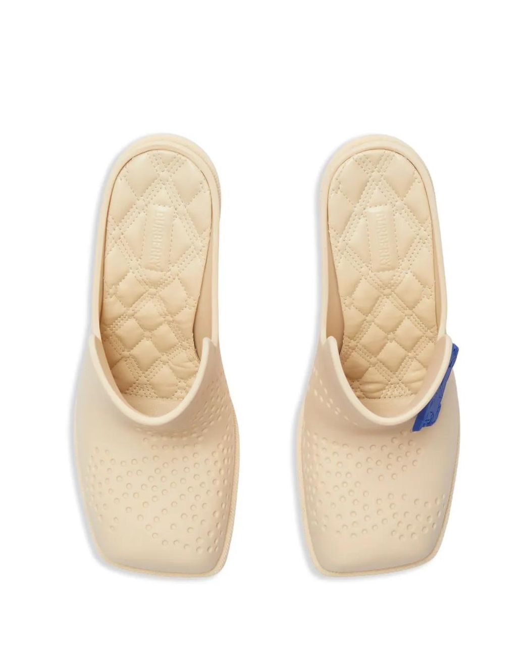 Burberry White Equestrian Knight Square-Toe Mules