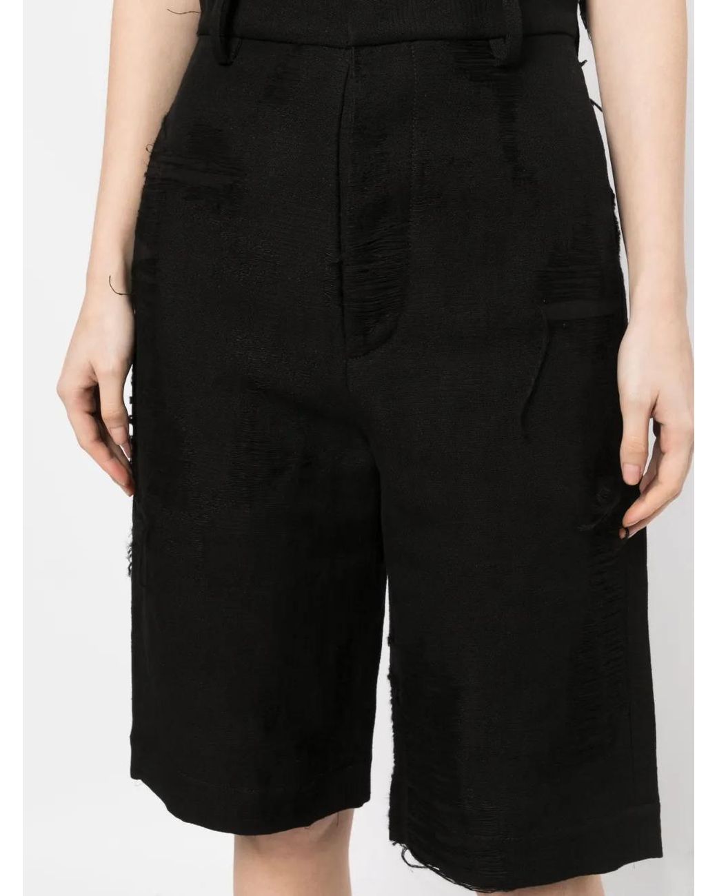 Bermuda À Effet Usé Uma Wang en coloris Black