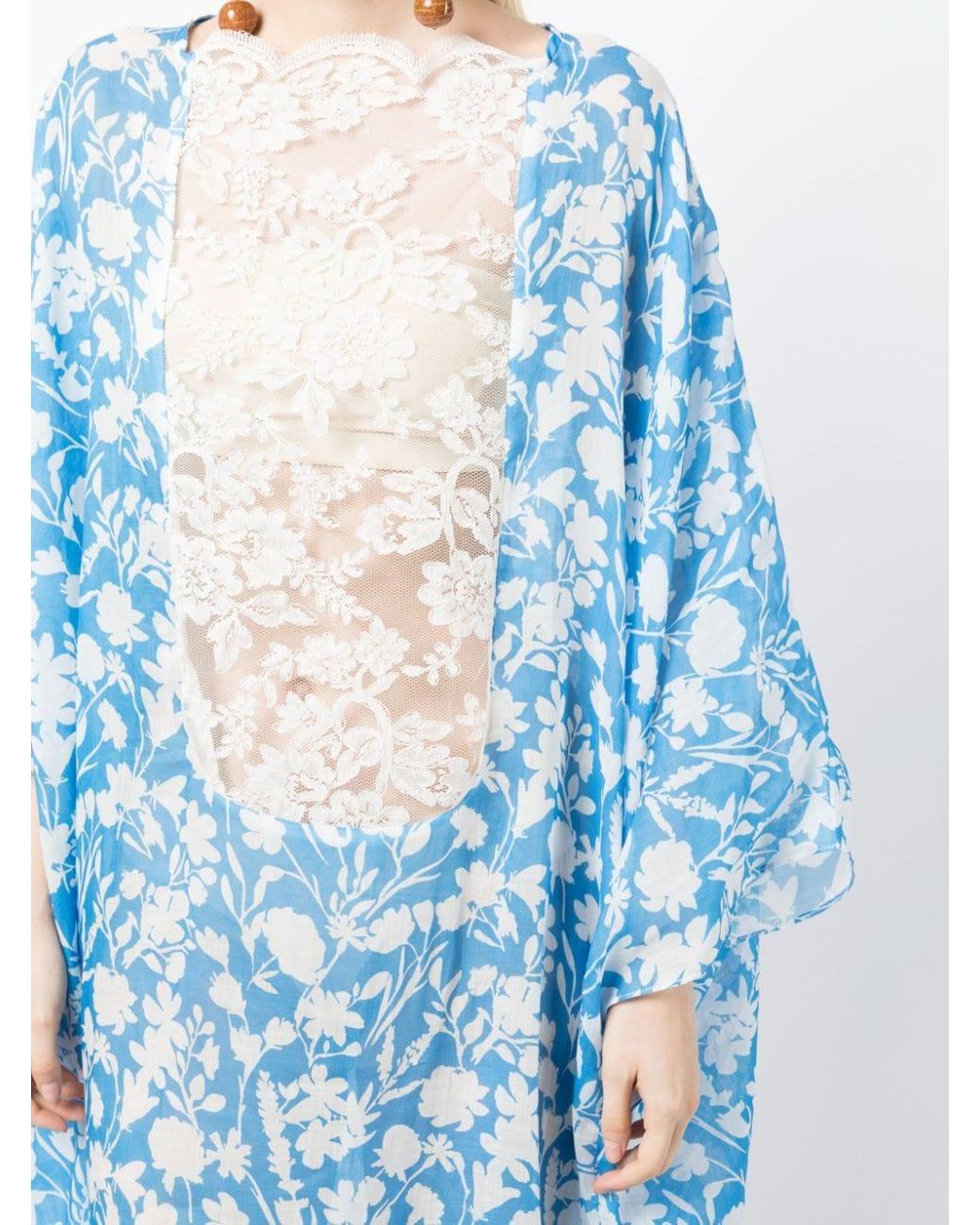 Bambah floral-print draped kaftan dress - Purple