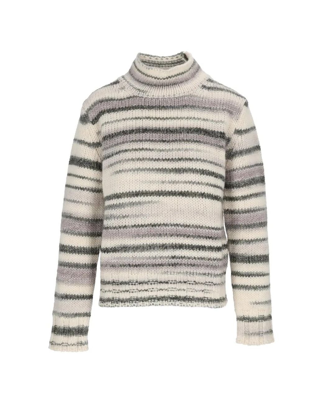 Kangra White Striped Turtleneck Sweater