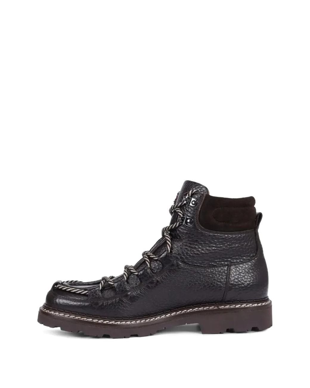 Doucal's Black Grained-Leather Panelled Boots for men