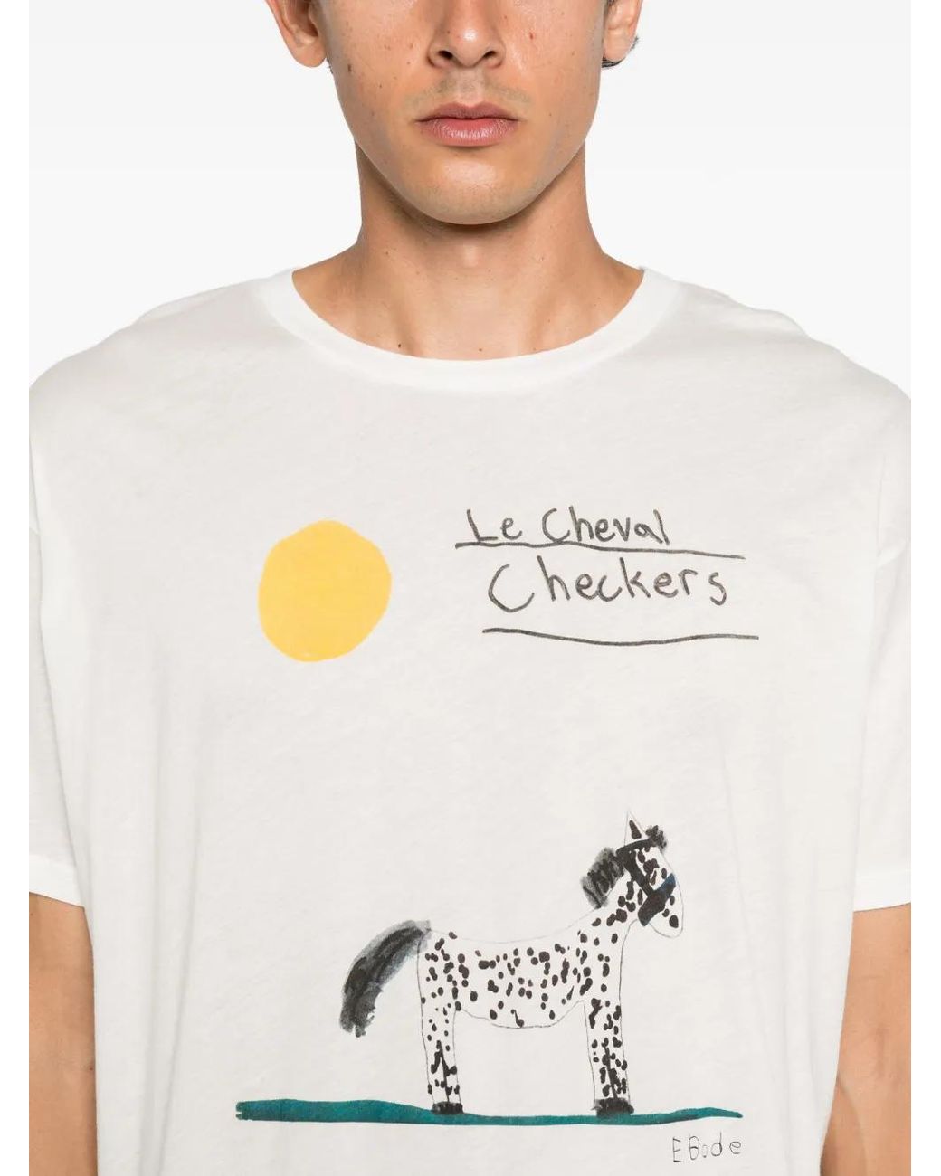 Bode White Cheval Graphic-Print T-Shirt for men