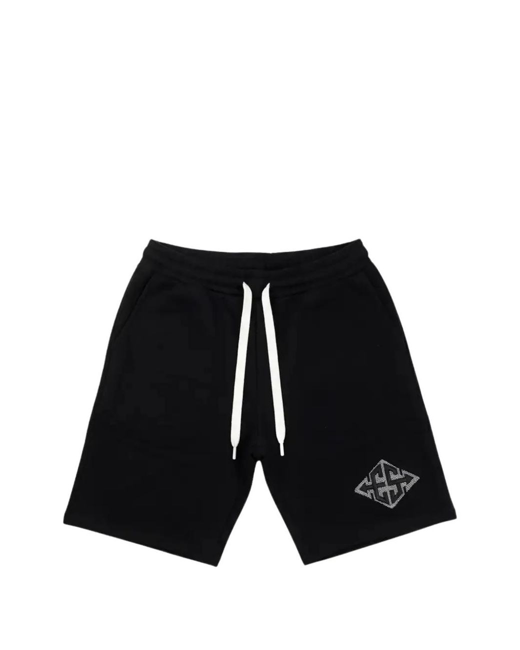 Exit Society Black Monogram X Logo-Print Drawstring Shorts for men