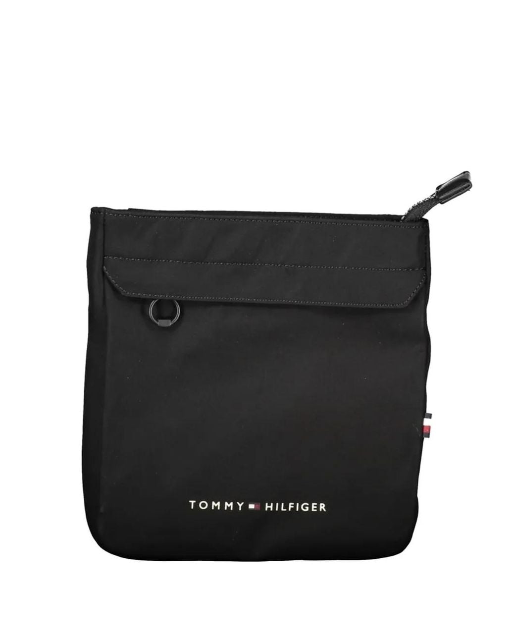 Tommy Hilfiger Black Logo-Print Shoulder Bag for men