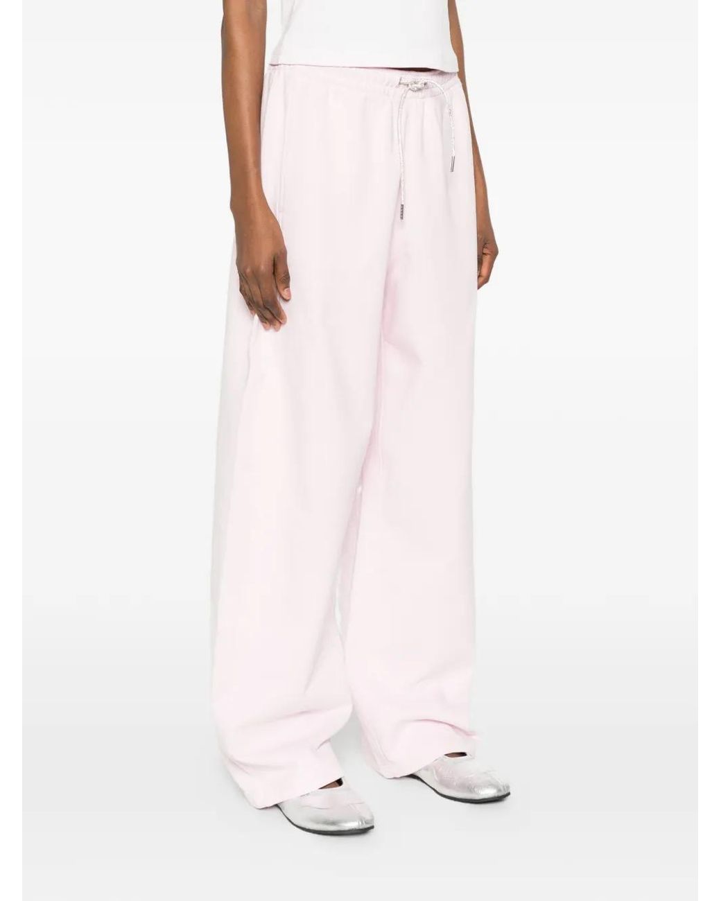 Alexander Wang Pink Rhinestone-Drawstring Track Pants