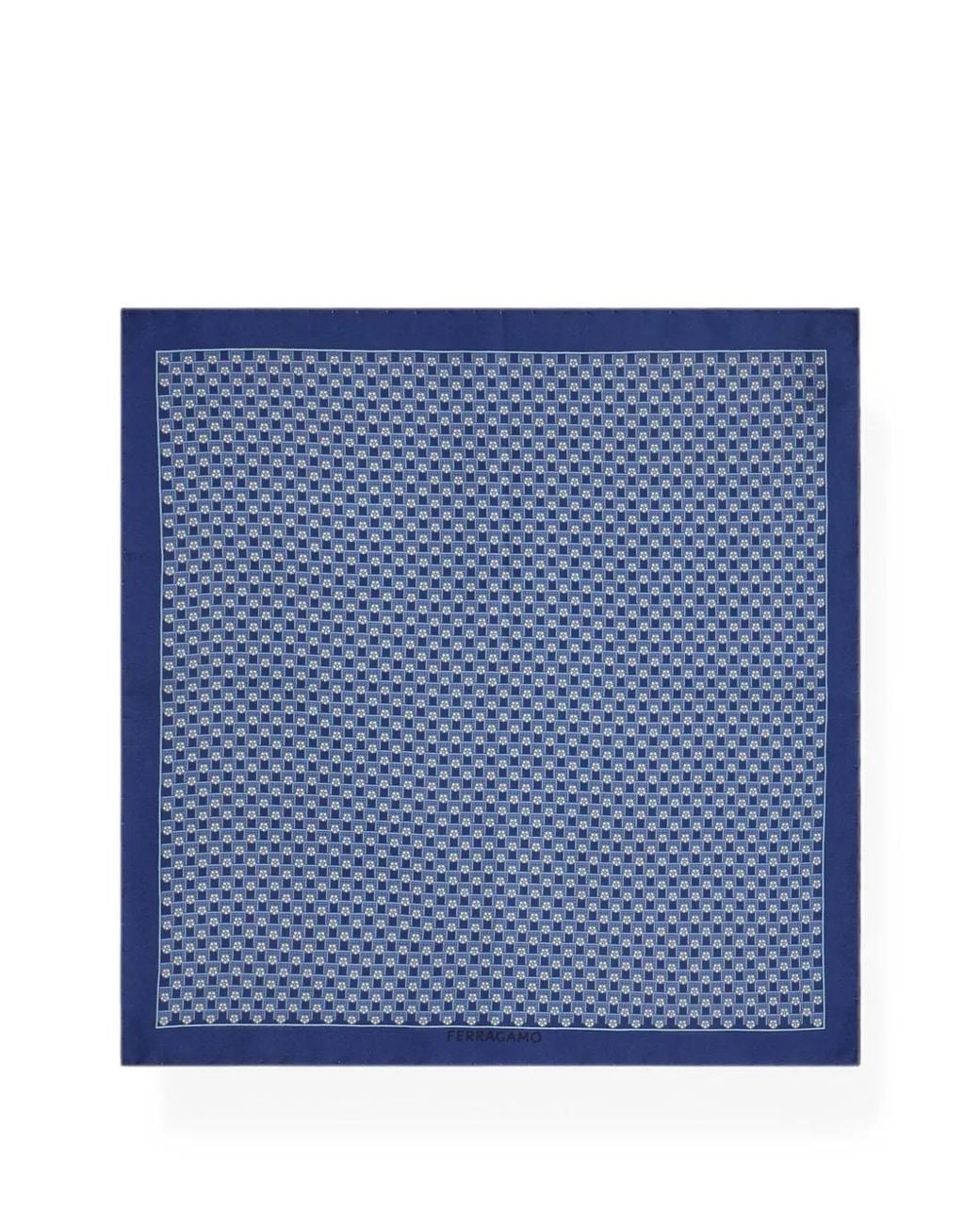 Ferragamo Blue Tournament-Print Silk Pocket Square for men