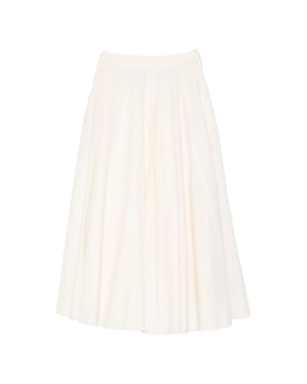 Forte_forte White Gathered Midi Skirt