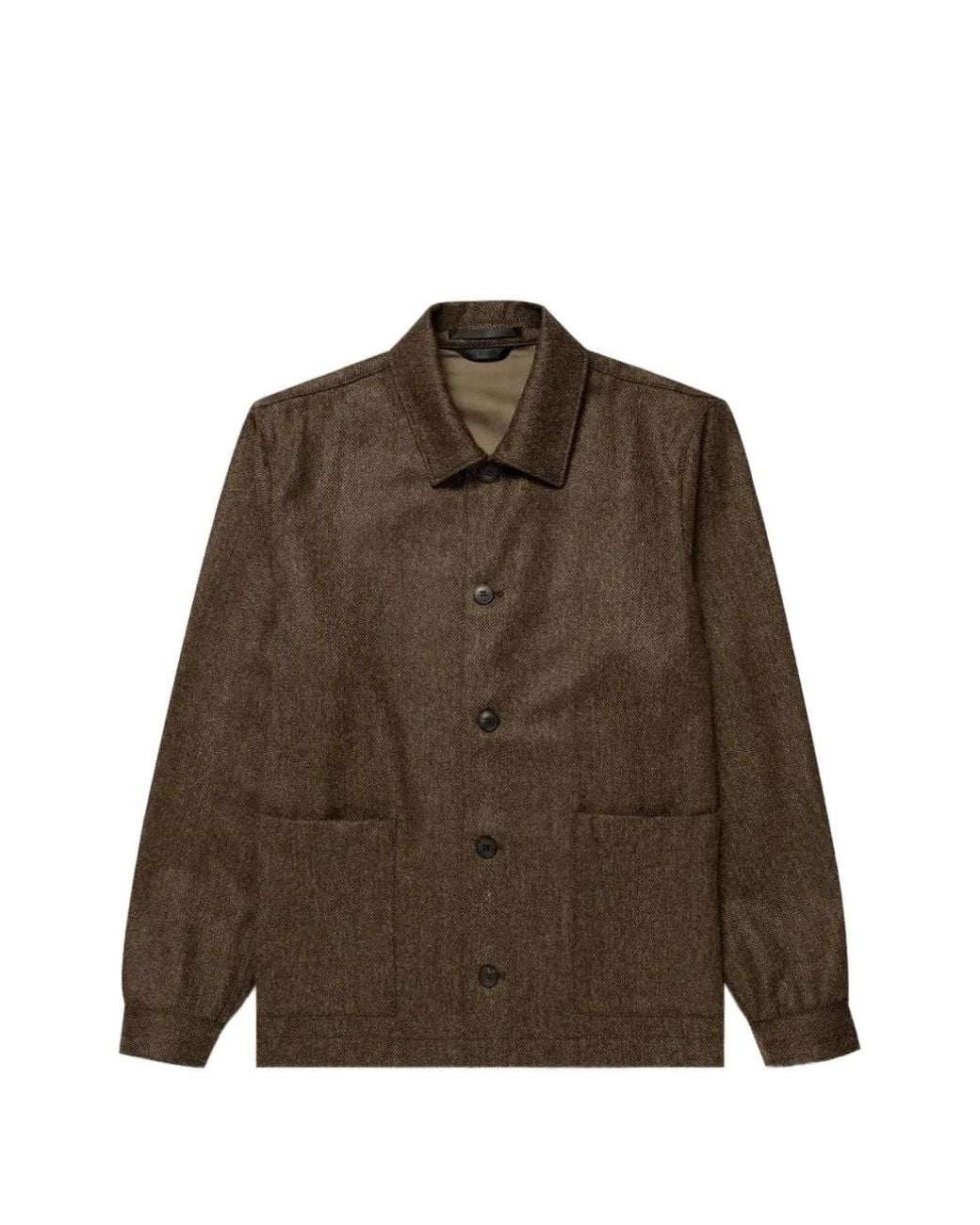 Sunspel Brown Wool Twill Chore Jacket for men