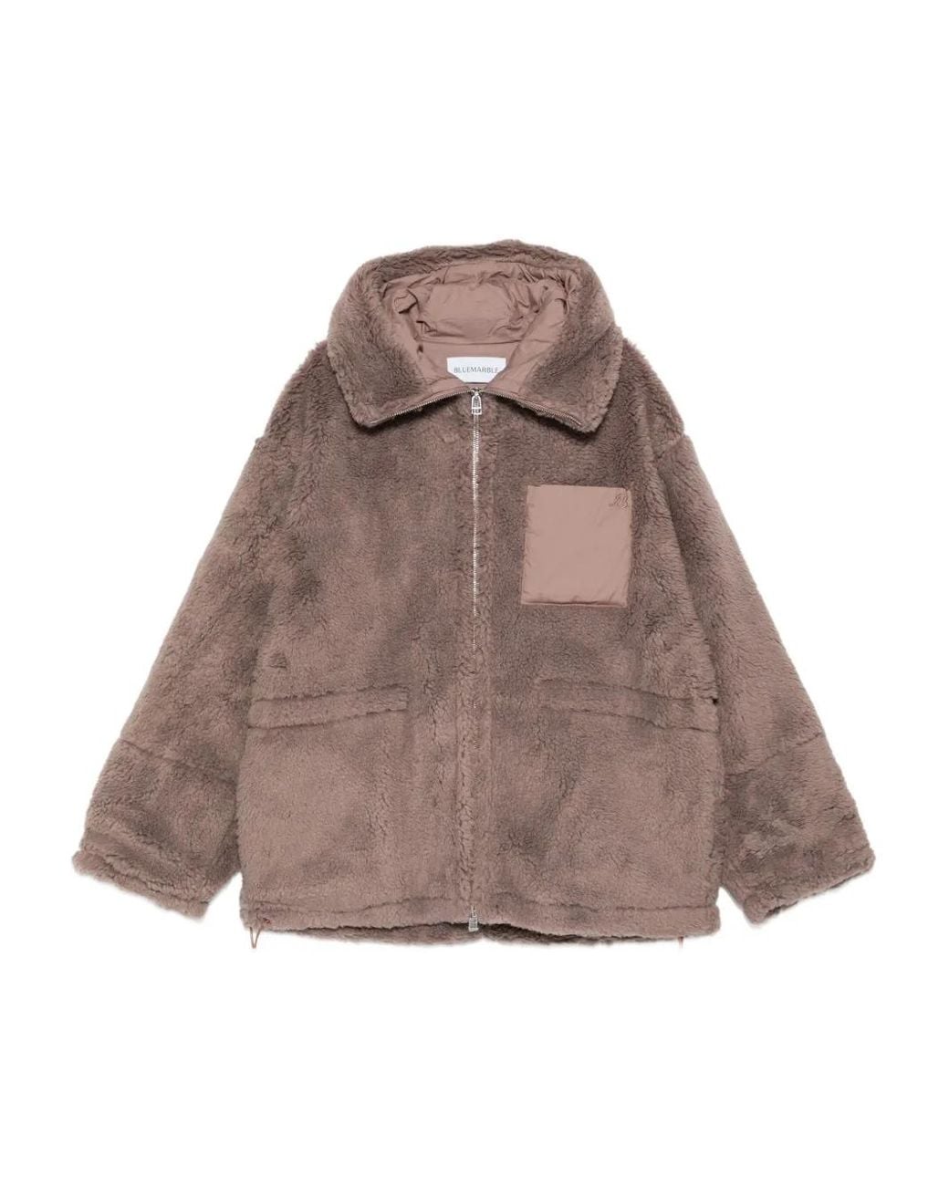 Bluemarble Brown Faux-Fur Zip Coat for men