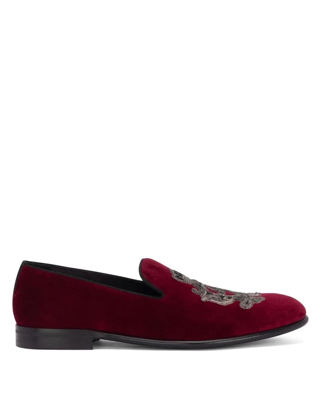 Dolce & Gabbana Embroidered Velvet Slippers for men